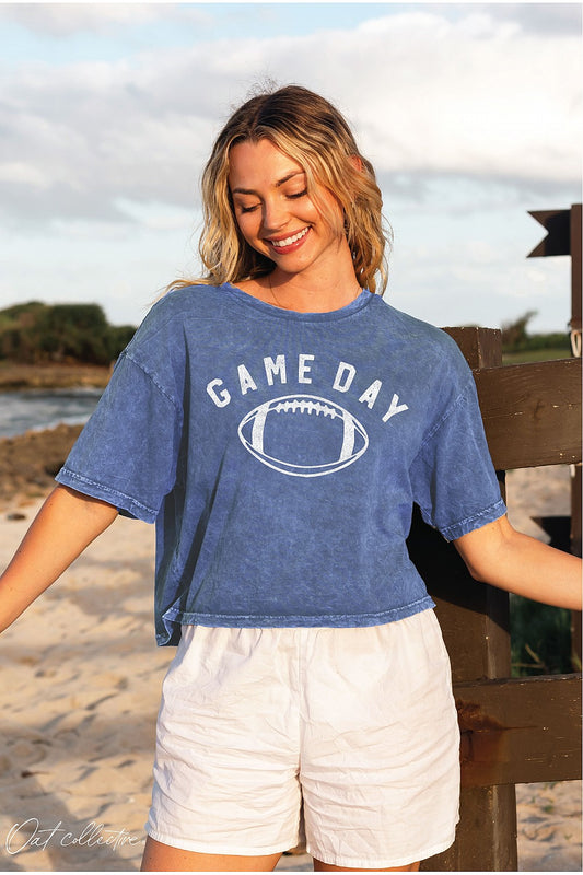 Game Day Cropped Mineral Football Top