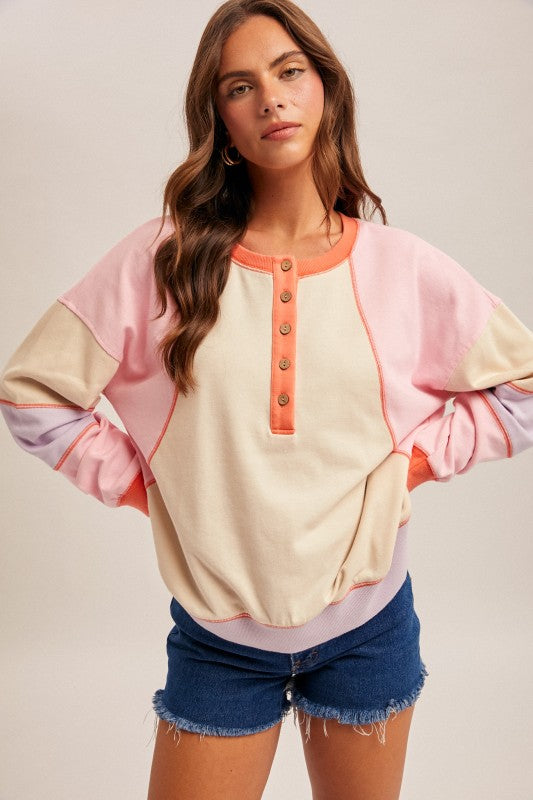 Colorblock Henley Top