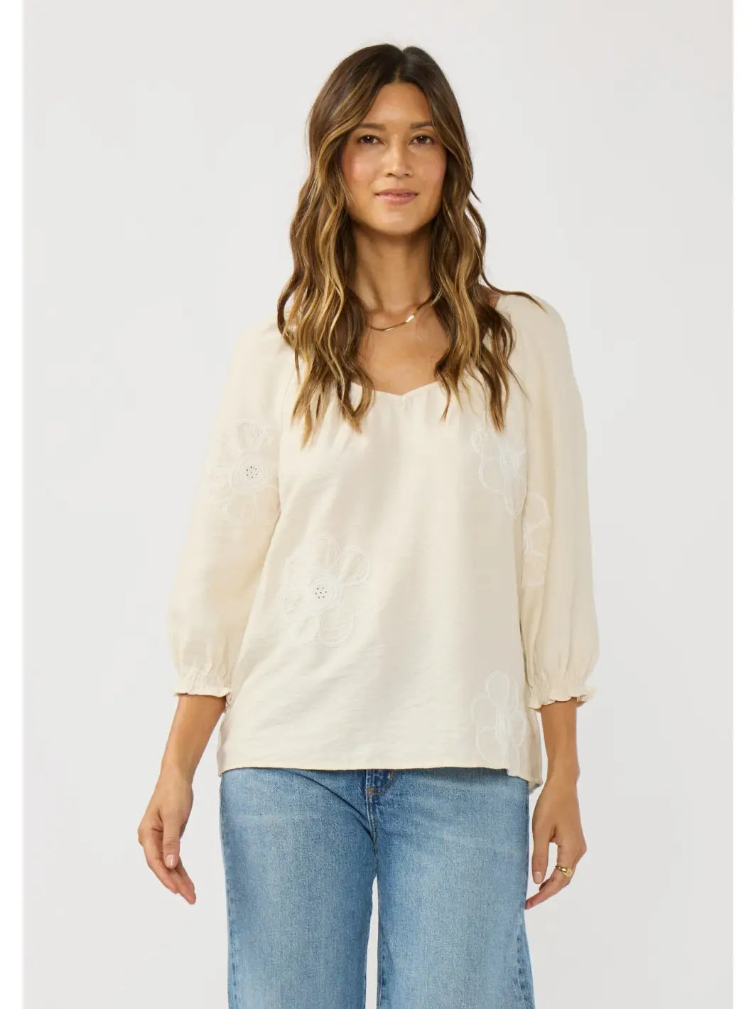 Floral Rayon V Neck Blouse
