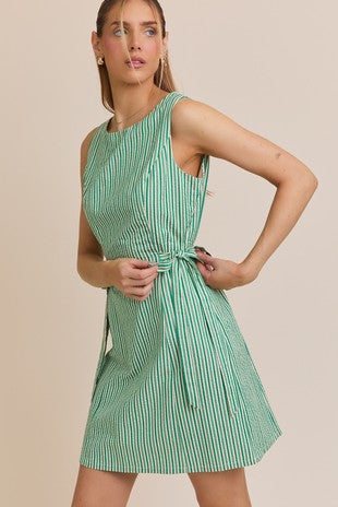 Green and Ivory Stripe Dress