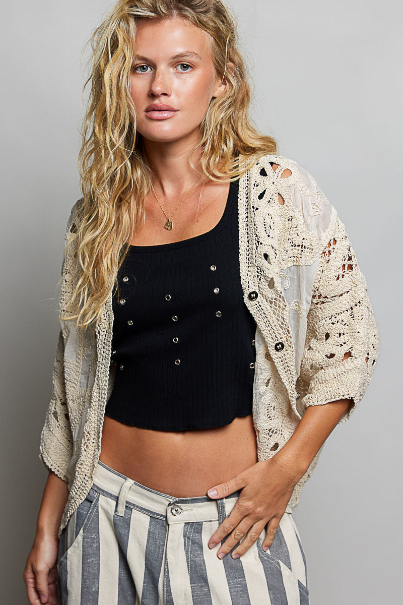 POL Crochet Top with Embroidery
