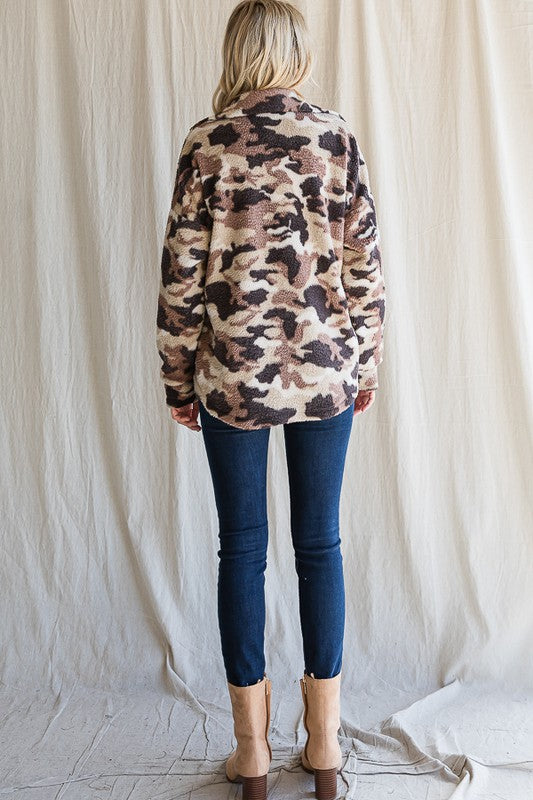 Camo Print Sherpa Jacket