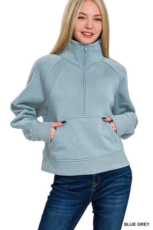 Kangaroo Pocket Waist Length Fleece Sweatshirt