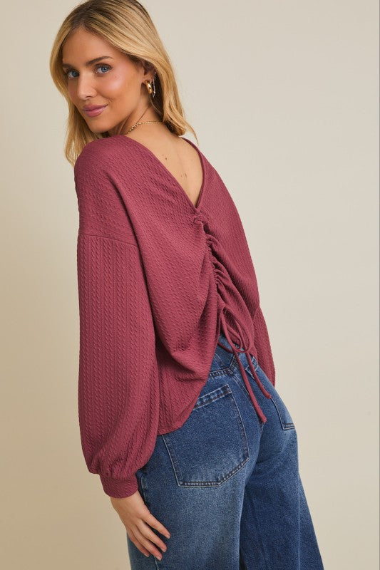 Back Rushing Long Sleeve Mauve Top
