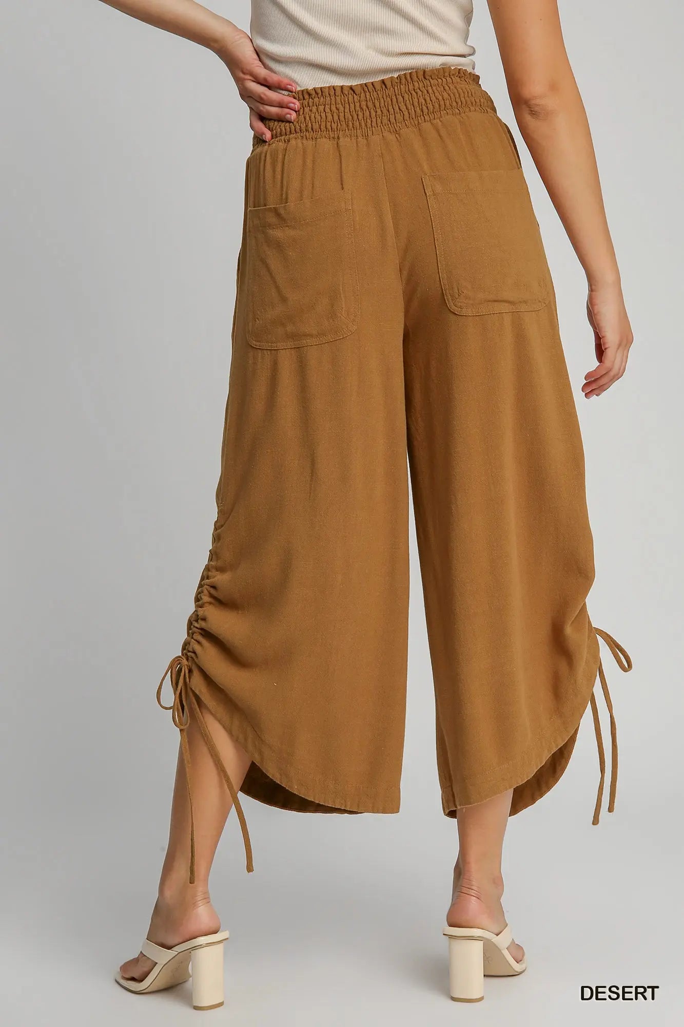 Cotton/linen Desert Tie Bottom Pants