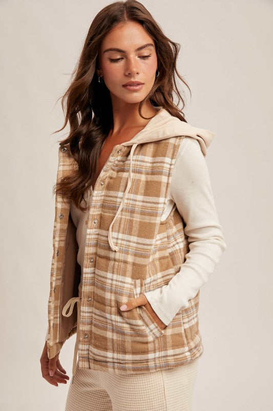 Plaid Hooded Vest