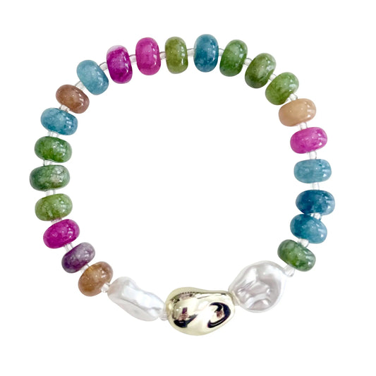 Pearl Stretch Rainbow Bracelet