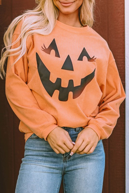 Pumpkin Corded Textured Long Sleeve