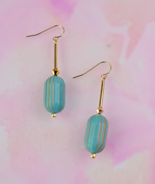 Teal Fluted Earrings