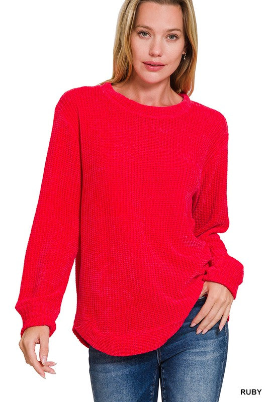 Chenille Waffle Knit Sweater