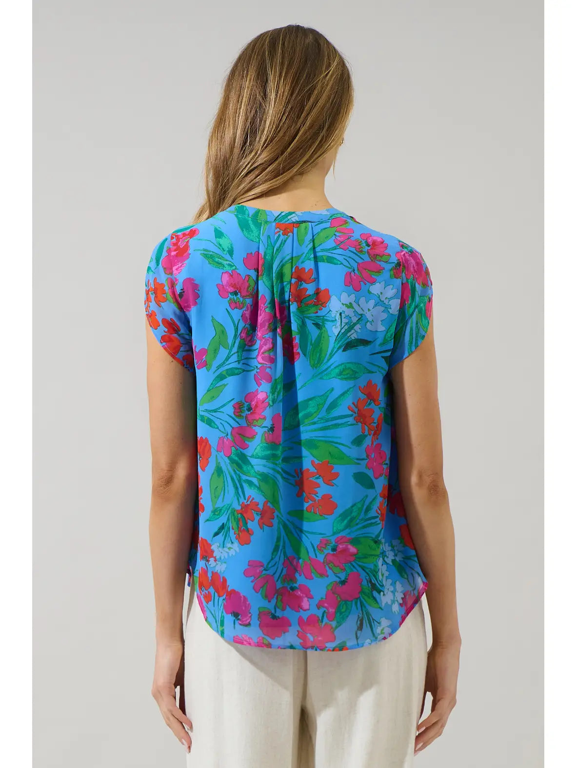 Blue/Pink Combo Floral Blouse