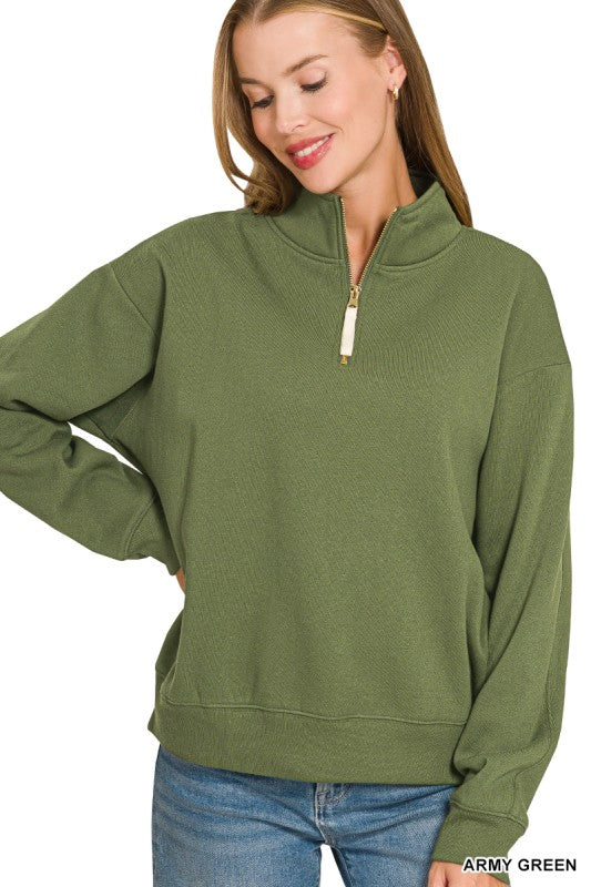 Gold Zip Half Zip Sweatshirt