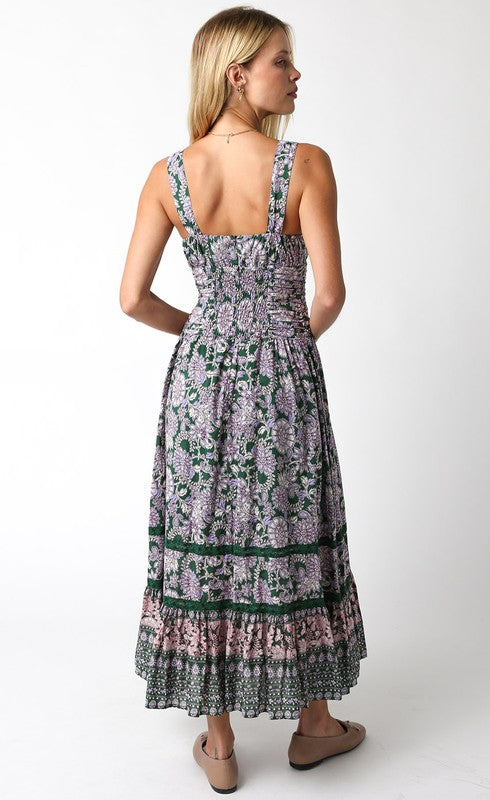 Purple Paisley Green Dress