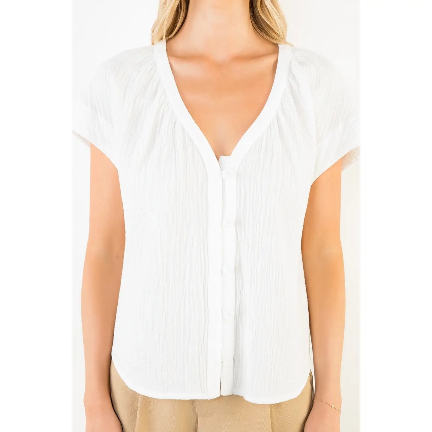 Cotton Gauze Button THML top