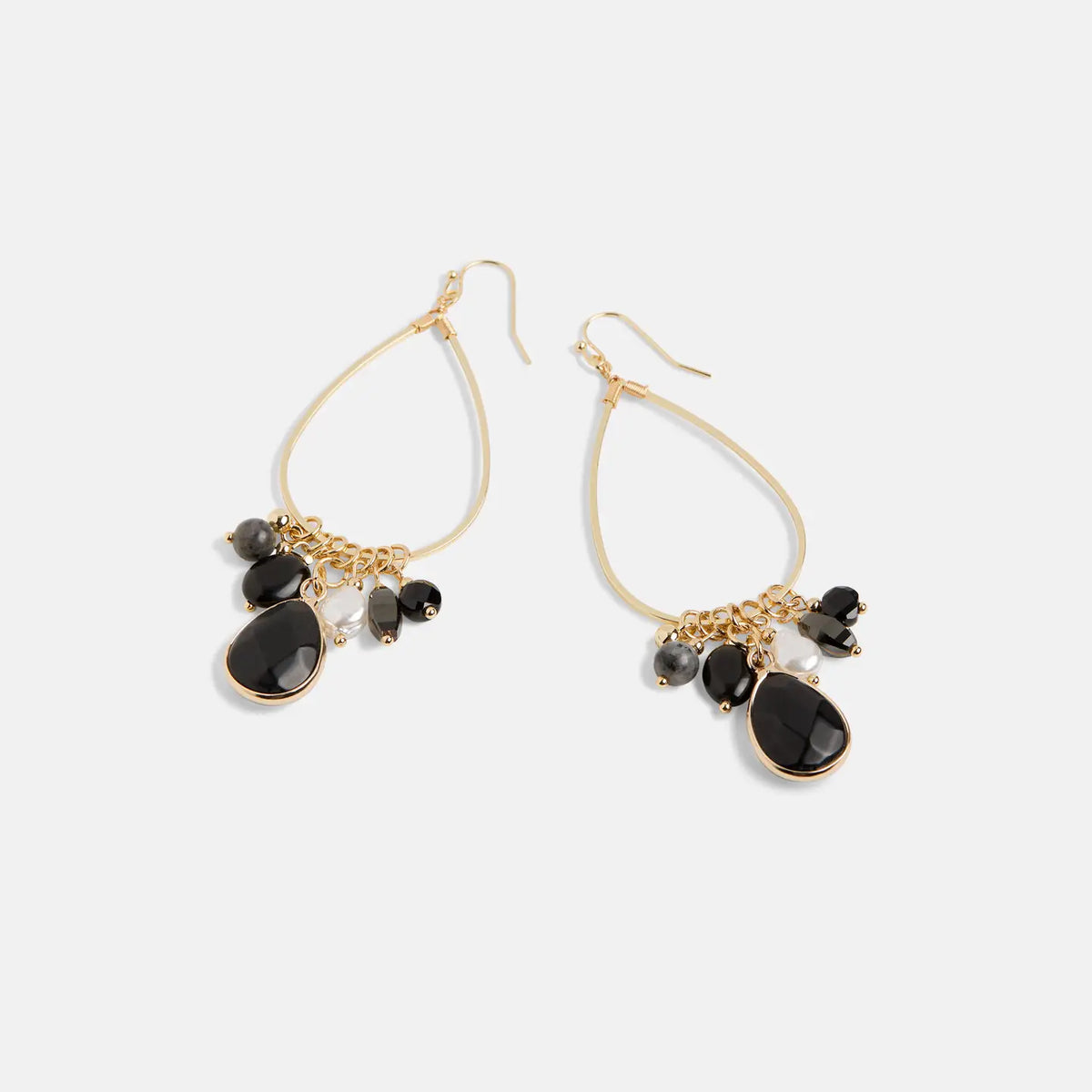 Black Beaded Hoops