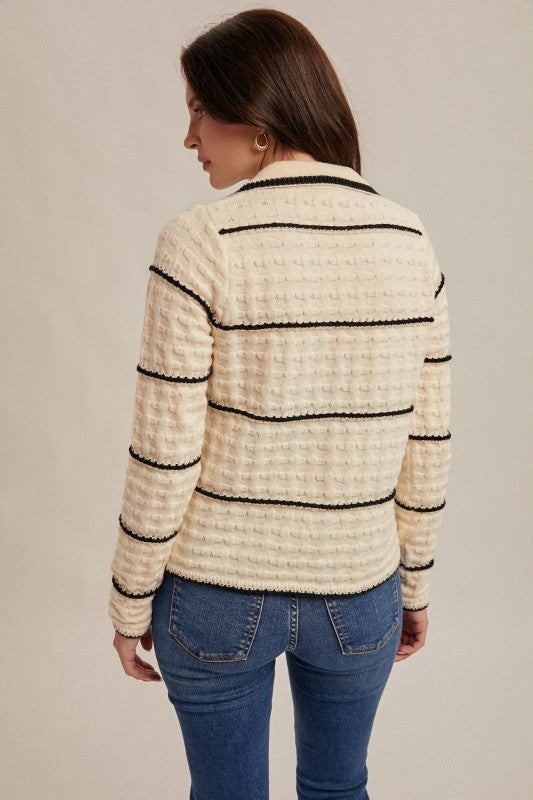 Collared Stripe Cardigan