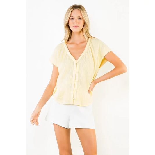 Cotton Gauze Button THML top