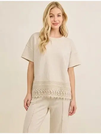 Mineral Wash Natural Lace Bottom Top