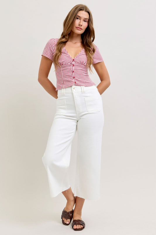 Judy Blue Tummy Control White Crop