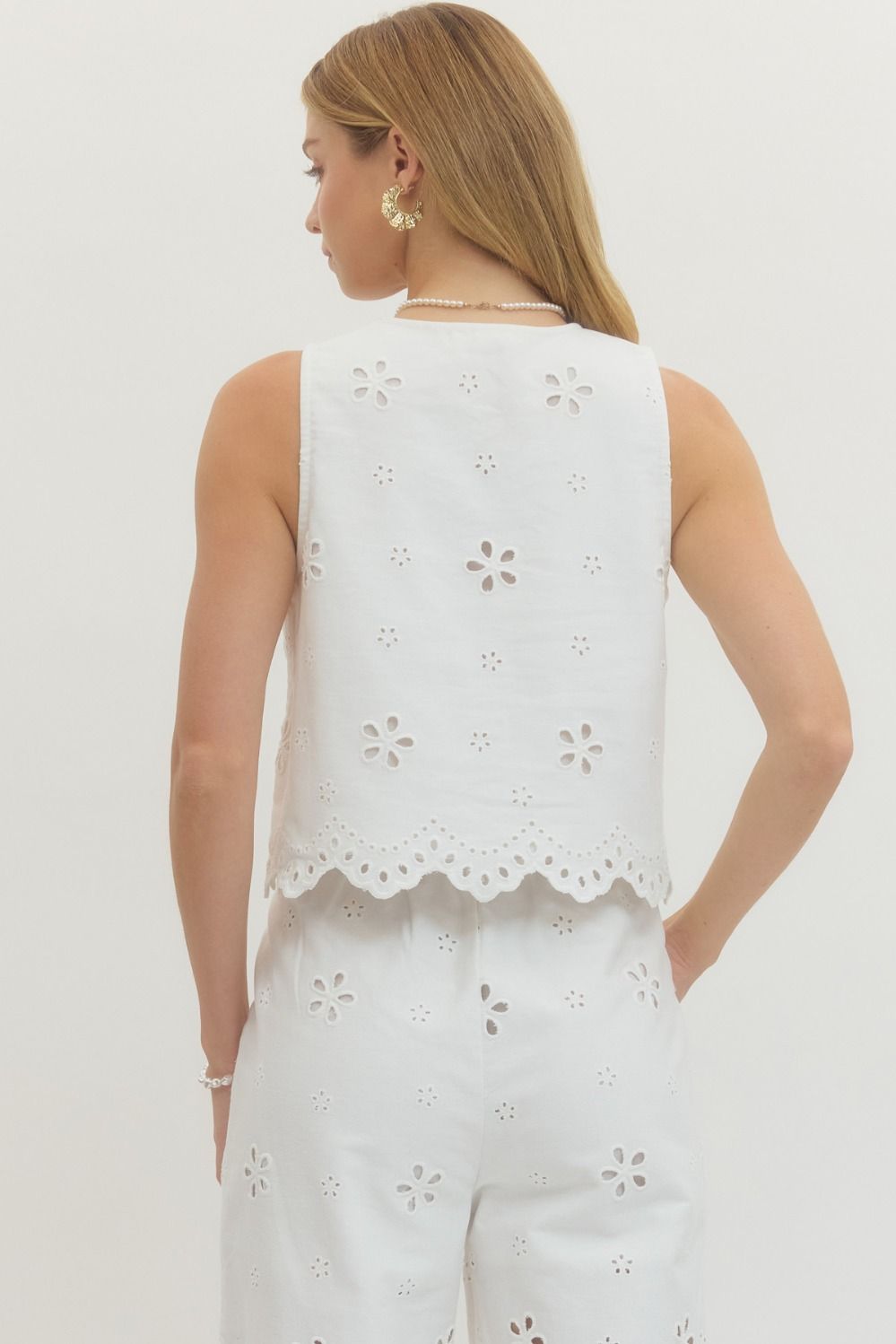 Eyelet Scalloped Pants