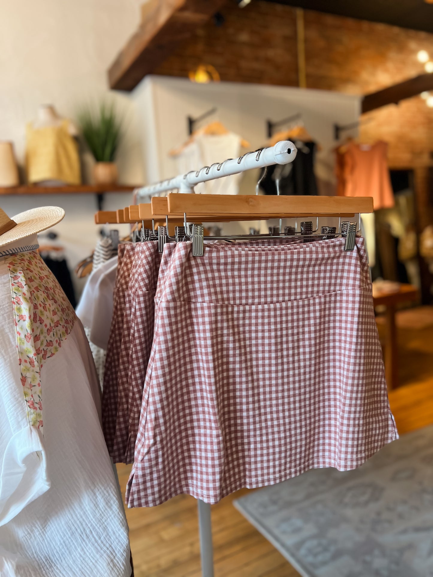 Luxeknit Mauve Gingham skirt