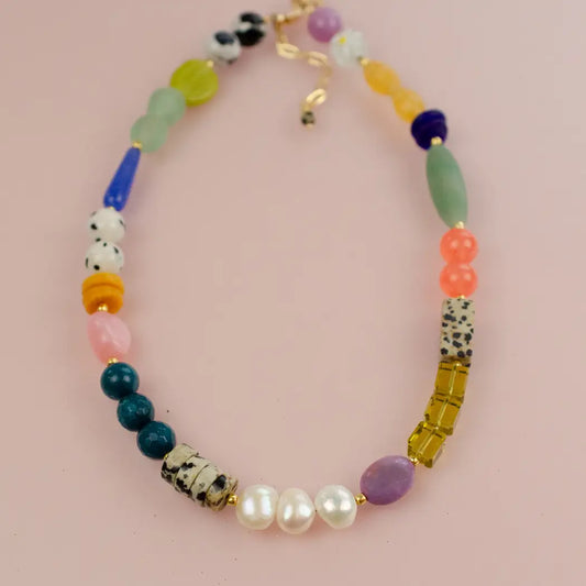 Multi Colored Pearl Beaded Necklace