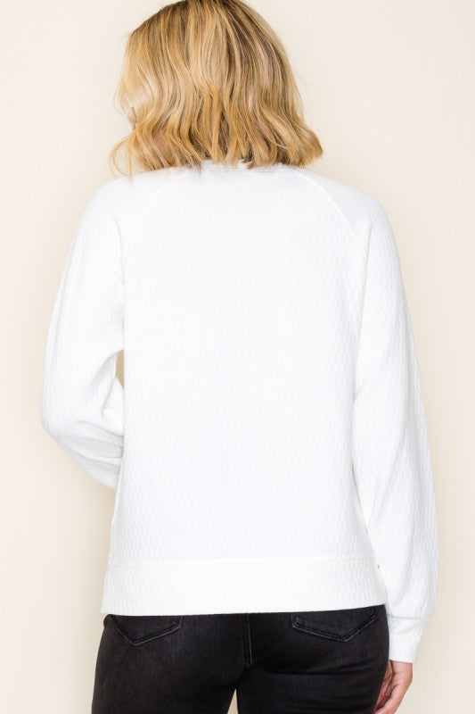 Off White Textured Knit Top