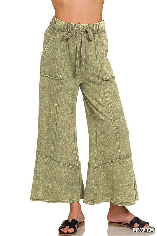 Mineral Washed Flare Hem Pants