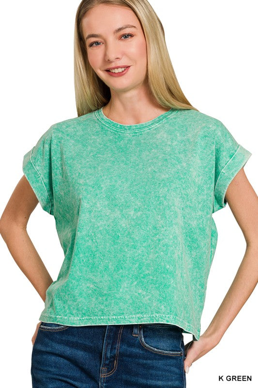 Cuffed Mineral Washed Tee