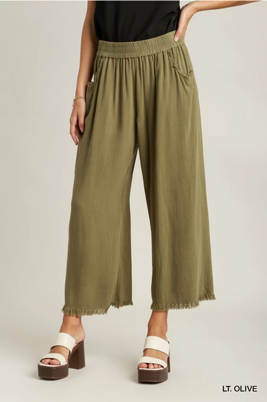 Flowy Cotton/Linen Pants Black