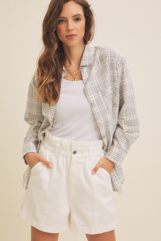 Cotton Plaid Button Up