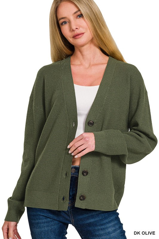 Button Front Soft Viscose Cardigan