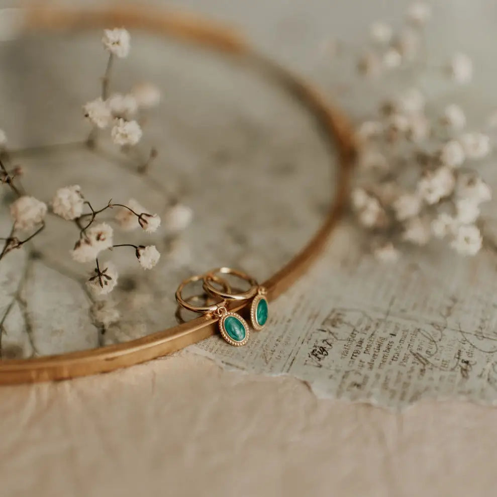 Turquoise Gold Small Hoops