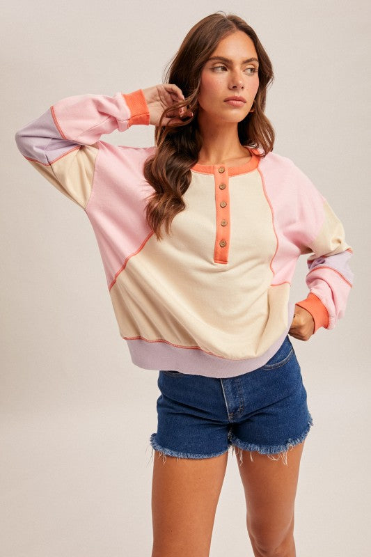 Colorblock Henley Top