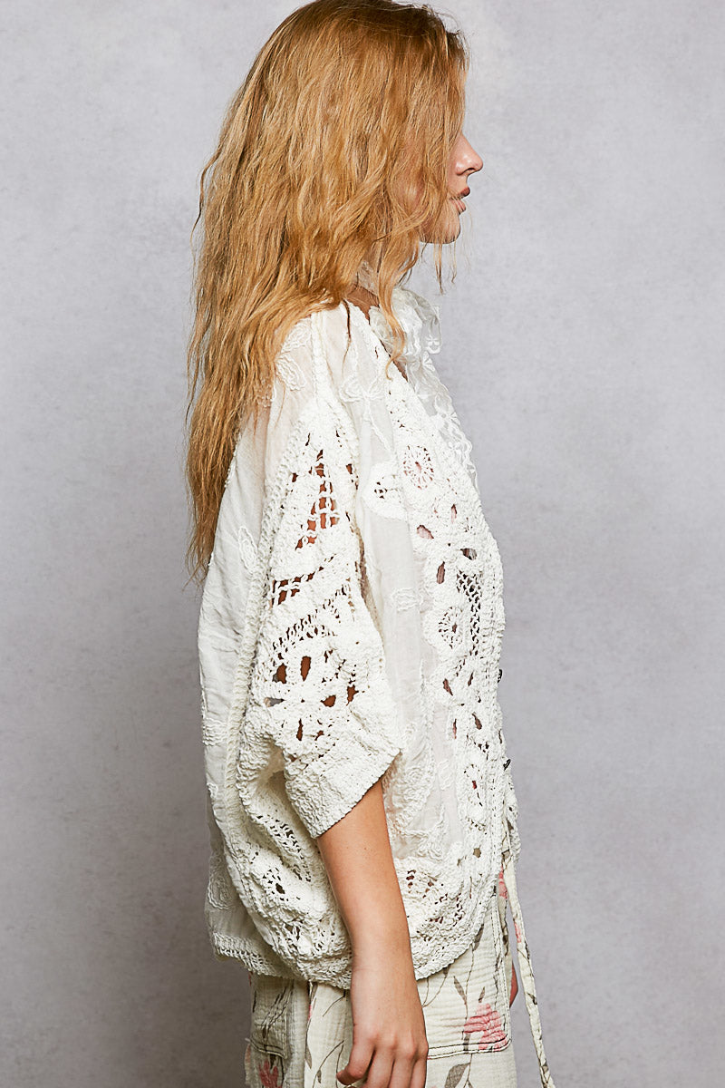 POL Crochet Top with Embroidery