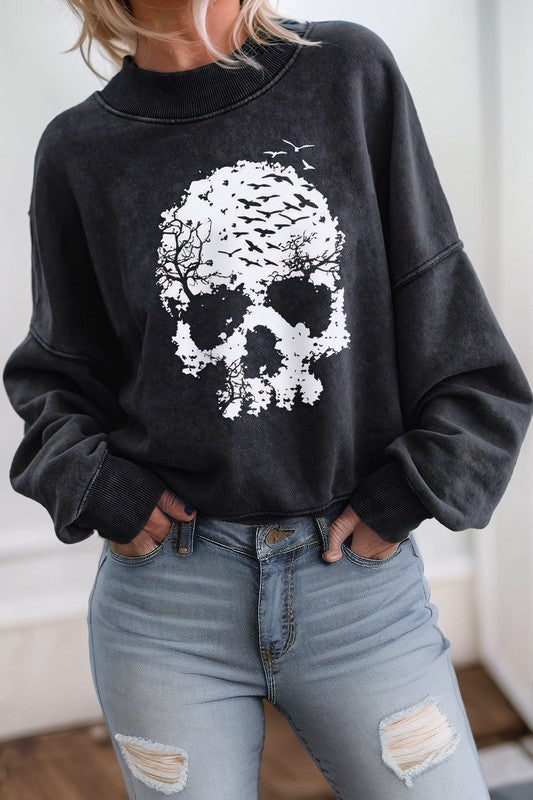 Skull Drop Shoulder Sweatshirt