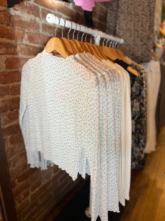 White Floral Sheer Top