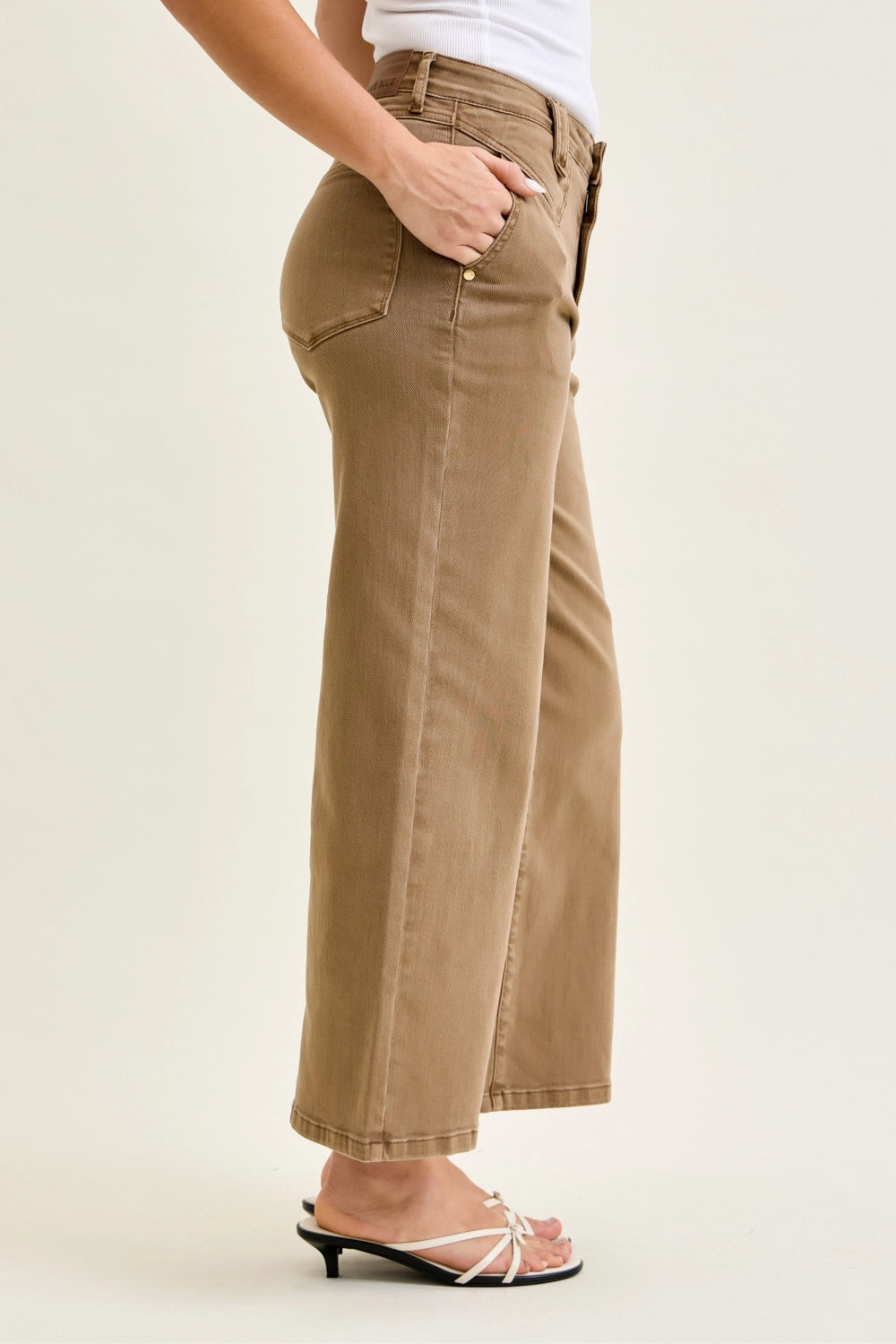 Judy Blue Golden Brown Crop Vintage Front