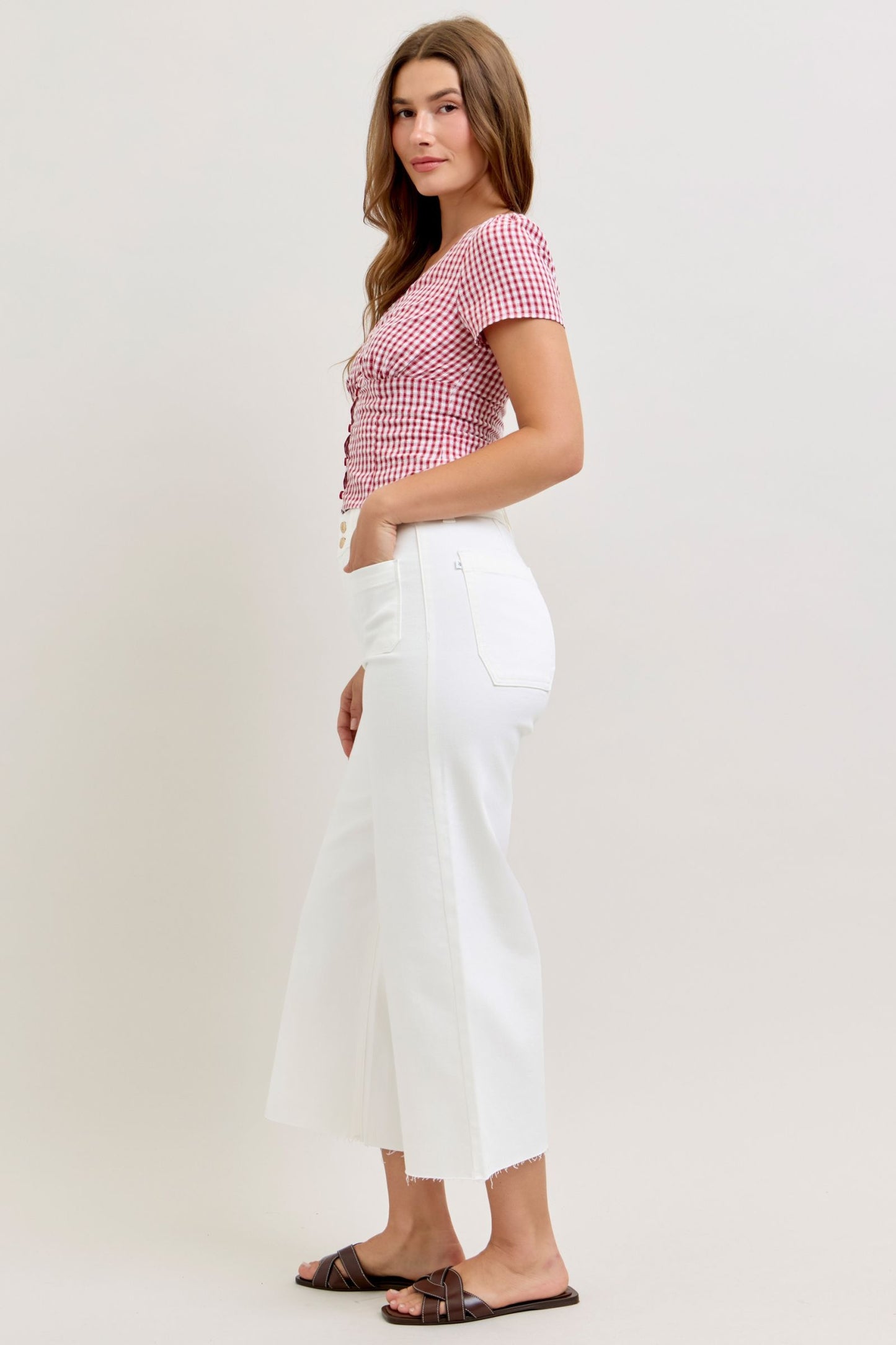 Judy Blue Tummy Control White Crop