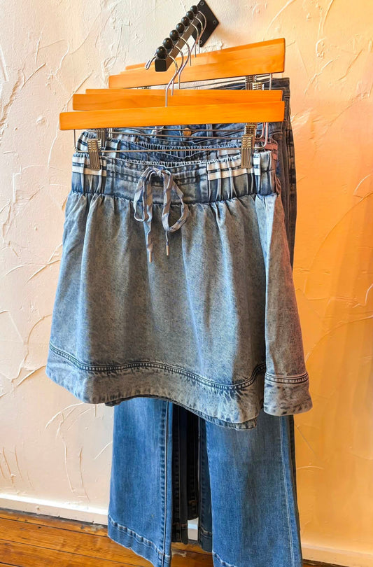 Denim Drawstring Skirt