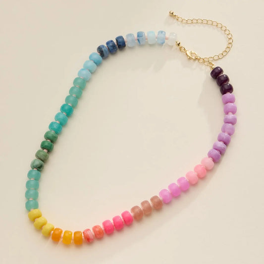 Beaded Necklace Multi Rainbow