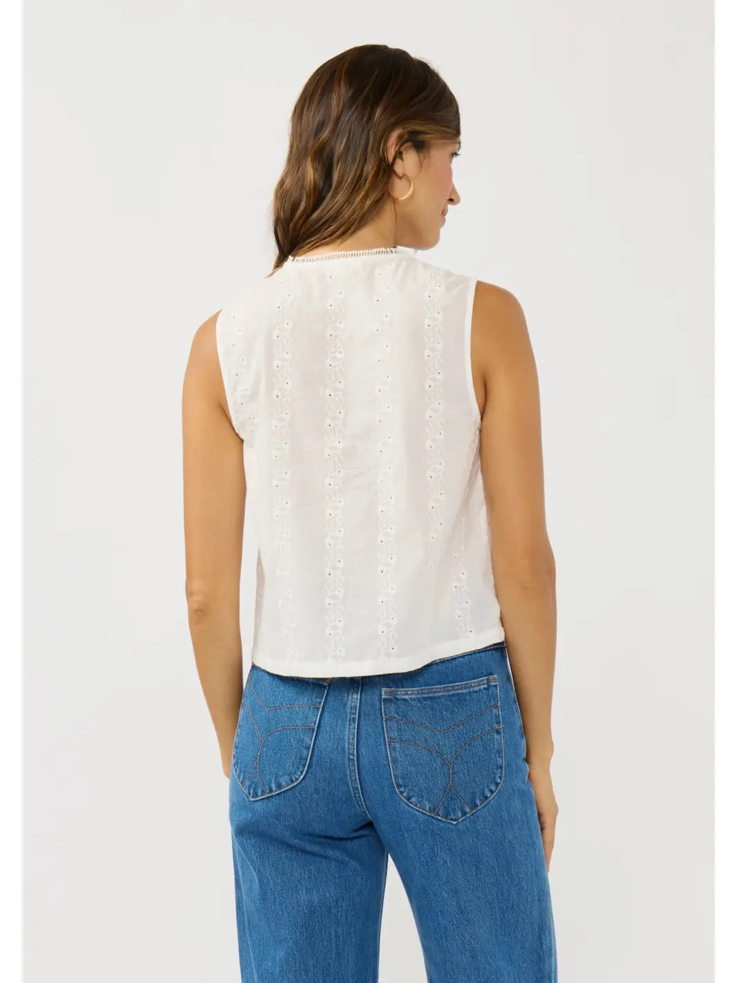 Sleeveless White Eyelet Tank