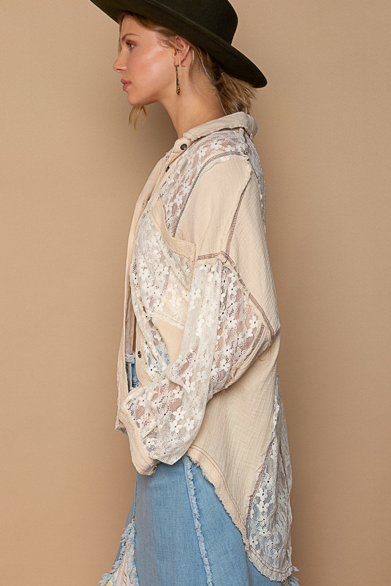 Sand Lace Detail Top