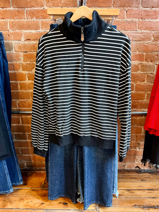 Striped Quarter-Zip Sweatshirt