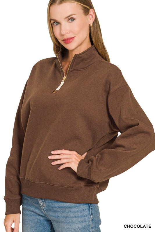 Gold Zip Half Zip Sweatshirt