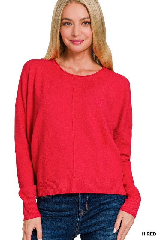Viscose Front Seamed Round Neck Sweater