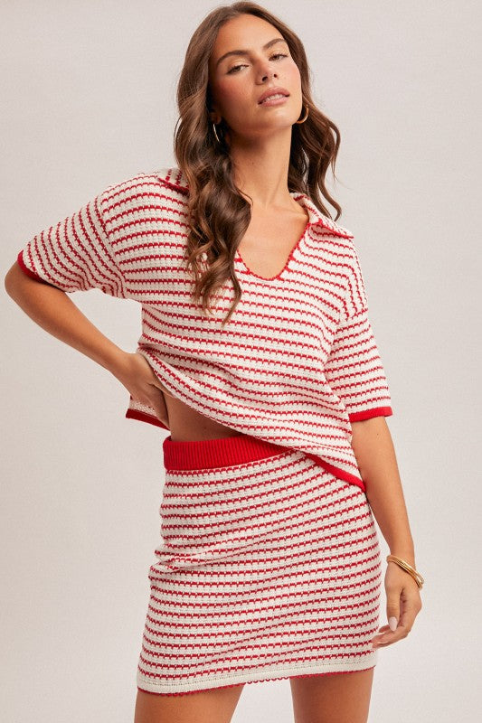 Red Polo Collar Knit