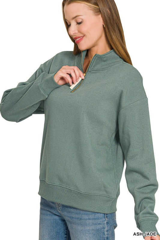 Gold Zip Half Zip Sweatshirt