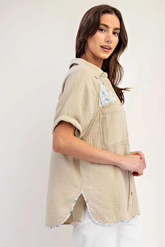Paisley Print Mineral Wash Soft Gauze Top