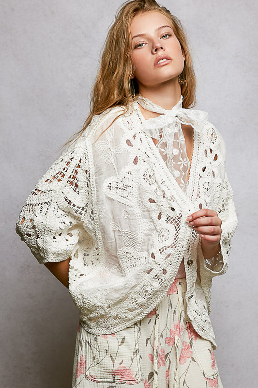 POL Crochet Top with Embroidery
